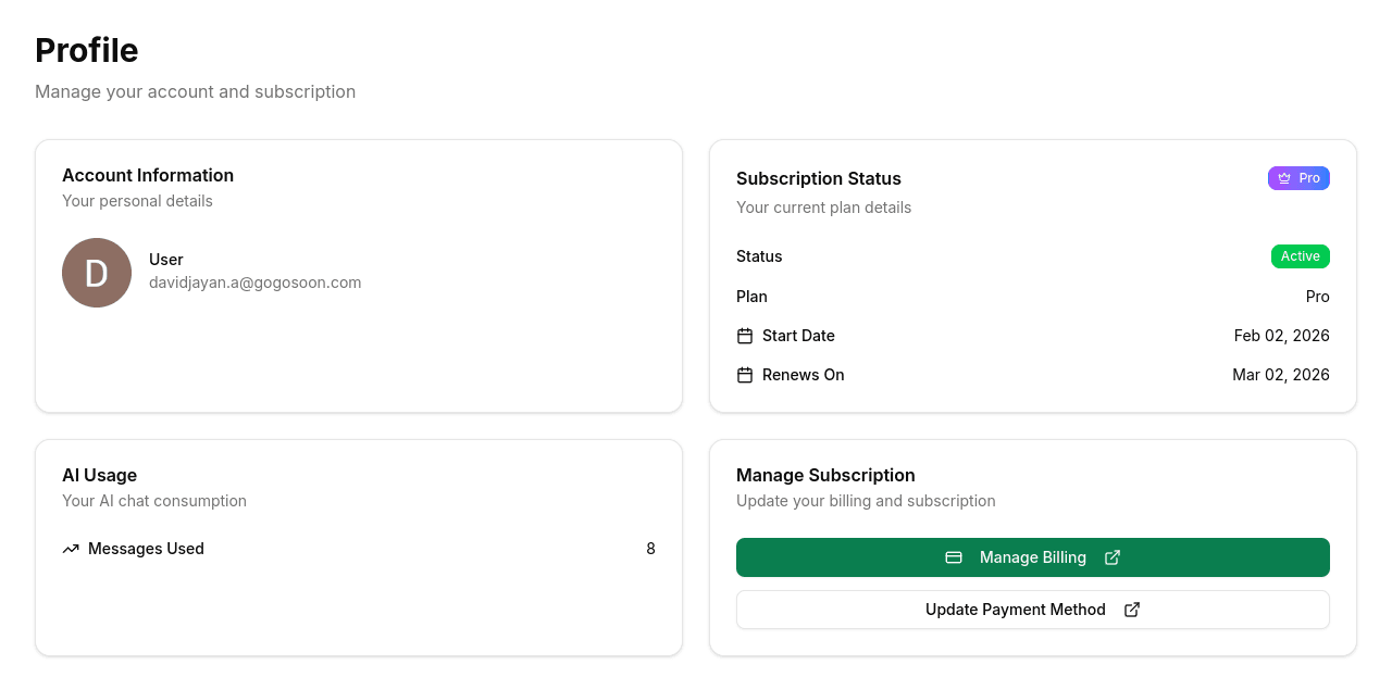 Profile page overview