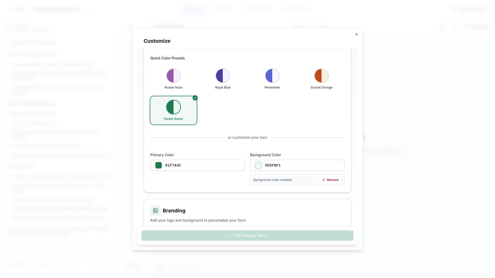 Custom color options