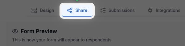 Click the Share tab to access embed options