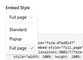 Select your preferred embed style