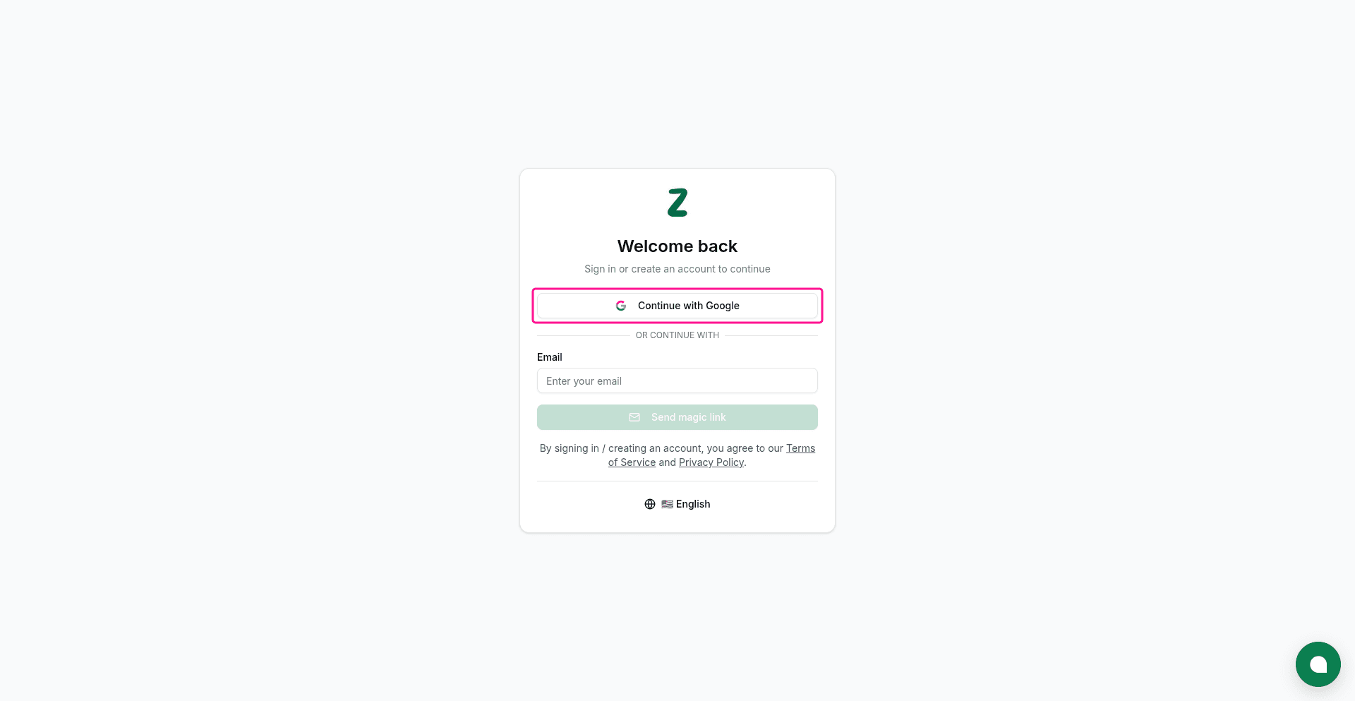 Click Continue with Google