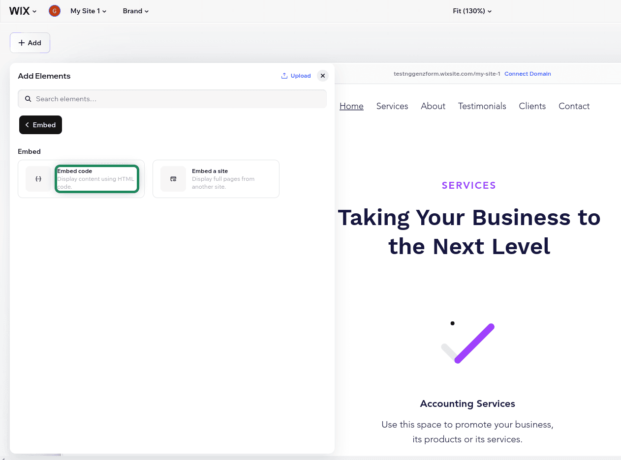 Wix Add Embed HTML element