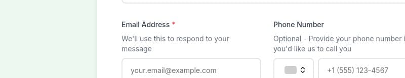 Column layout showing Email Address and Phone Number fields side by side