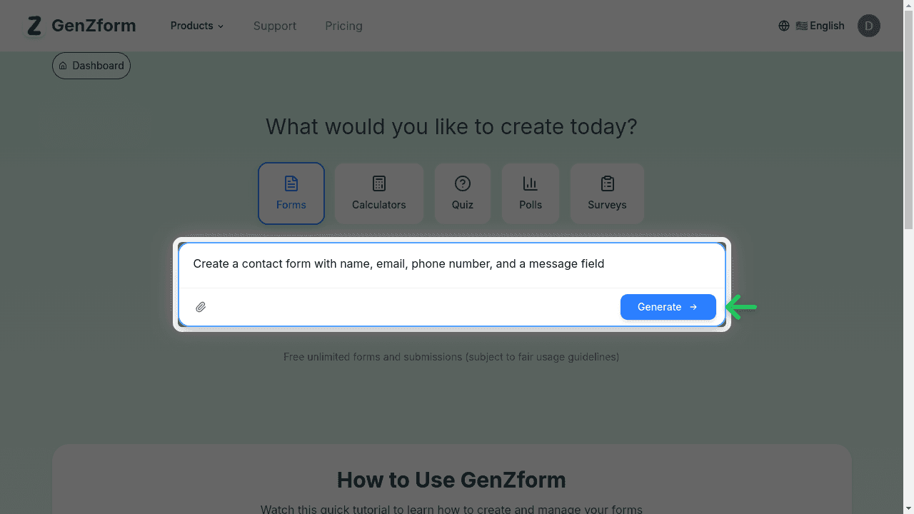 Click Generate button